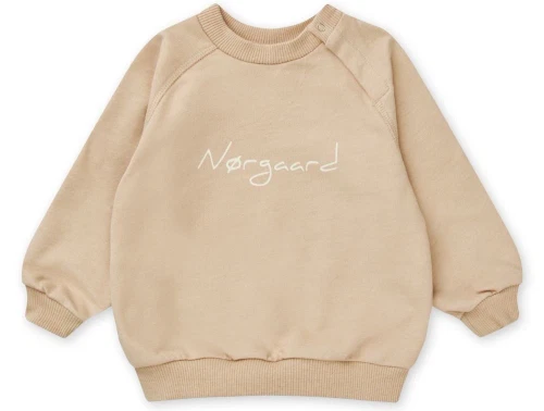 sweatshirt fra Mads Nørgaard i beige med hvidt logoprint